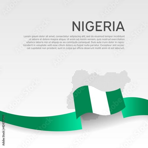 Fotografi Nigeria flag, mosaic map on white background