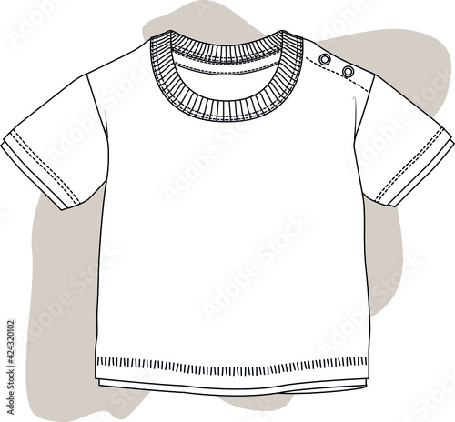 Baby tshirt design. BabyBaby basic t shirt vector flat sketch.  You can use it as a mockup in your designs