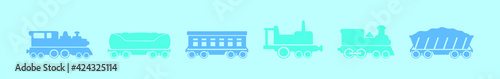 set of caboose cartoon icon design template with various models. vector illustration isolated on blue background