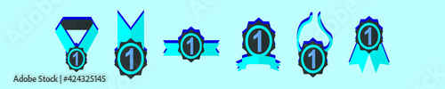 set of cockade with ribbon cartoon icon design template with various models. vector illustration isolated on blue background