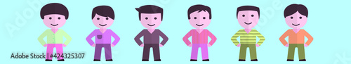 set of cool dude cartoon icon design template with various models. vector illustration isolated on blue background