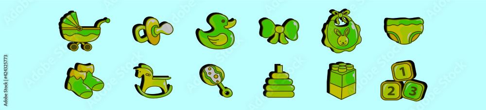 Obraz premium set of baby element cartoon icon design template with various models. vector illustration isolated on blue background