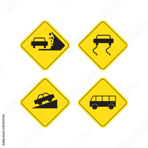 Set of traffic signs icon design isolated on white background