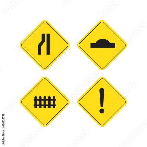 Set of traffic signs icon design isolated on white background