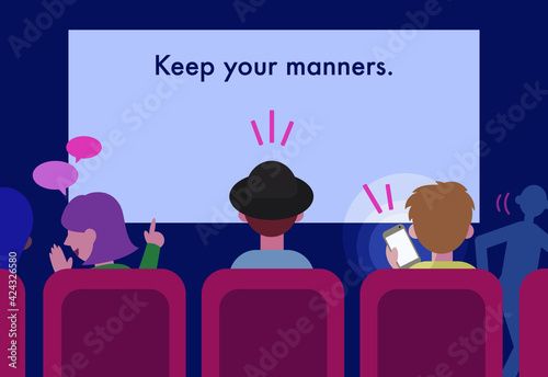 Theater manners information illustration. hand drawn style vector design illustrations. 