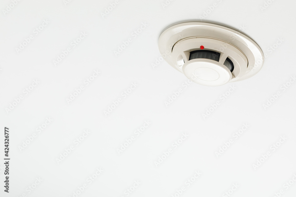 smoke detector of fire alarm, white background smoke detector of fire alarm, white background