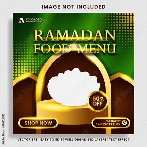 Fototapeta Naklejka Na Ścianę i Meble -  Ramadan iftar food menu social media post