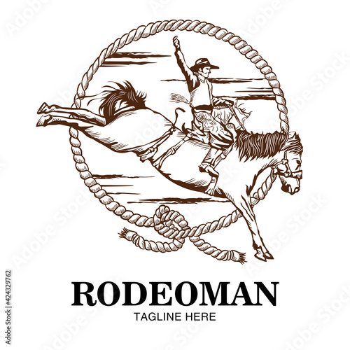 Rodeoman vector illustration in hand drawn style 