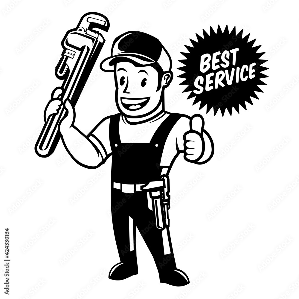 Plumber man logo cartoon in retro style Plumber man logo cartoon in retro style