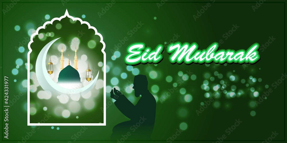 vector illustration of greeting for Eid Mubarak text means Eid Mubarak, concept for festive background 
