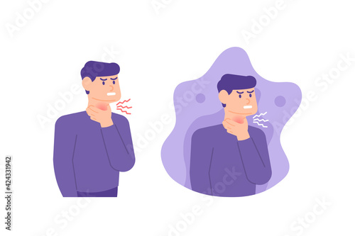 a man who grabbed her neck because she felt the heat. suffering from esophagitis, sore throat, heartburn, tonsillitis, pharyngitis, laryngitis, mononucleosis infection, epiglottitis