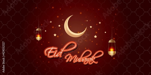 vector illustration of greeting for Eid Mubarak text means Eid Mubarak, concept for festive background 