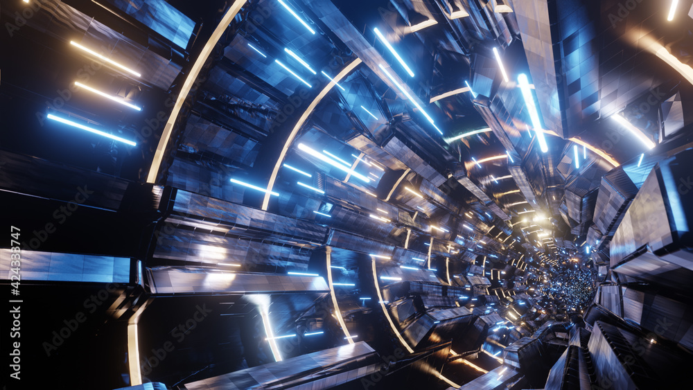 Fototapeta premium 3D illustration Background for advertising and wallpaper in sci fi and technology innovation scene. 3D rendering in decorative concept.