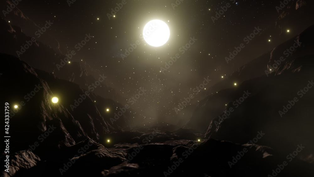 3D illustration Background for advertising and wallpaper in nature and adventure scene. 3D rendering in decorative concept 3D illustration Background for advertising and wallpaper in nature and adventure scene. 3D rendering in decorative concept