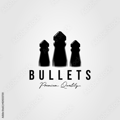 Silhouette bullets isolated logo template vector illustration design. simple ammo, pellets, ammunition logo concept