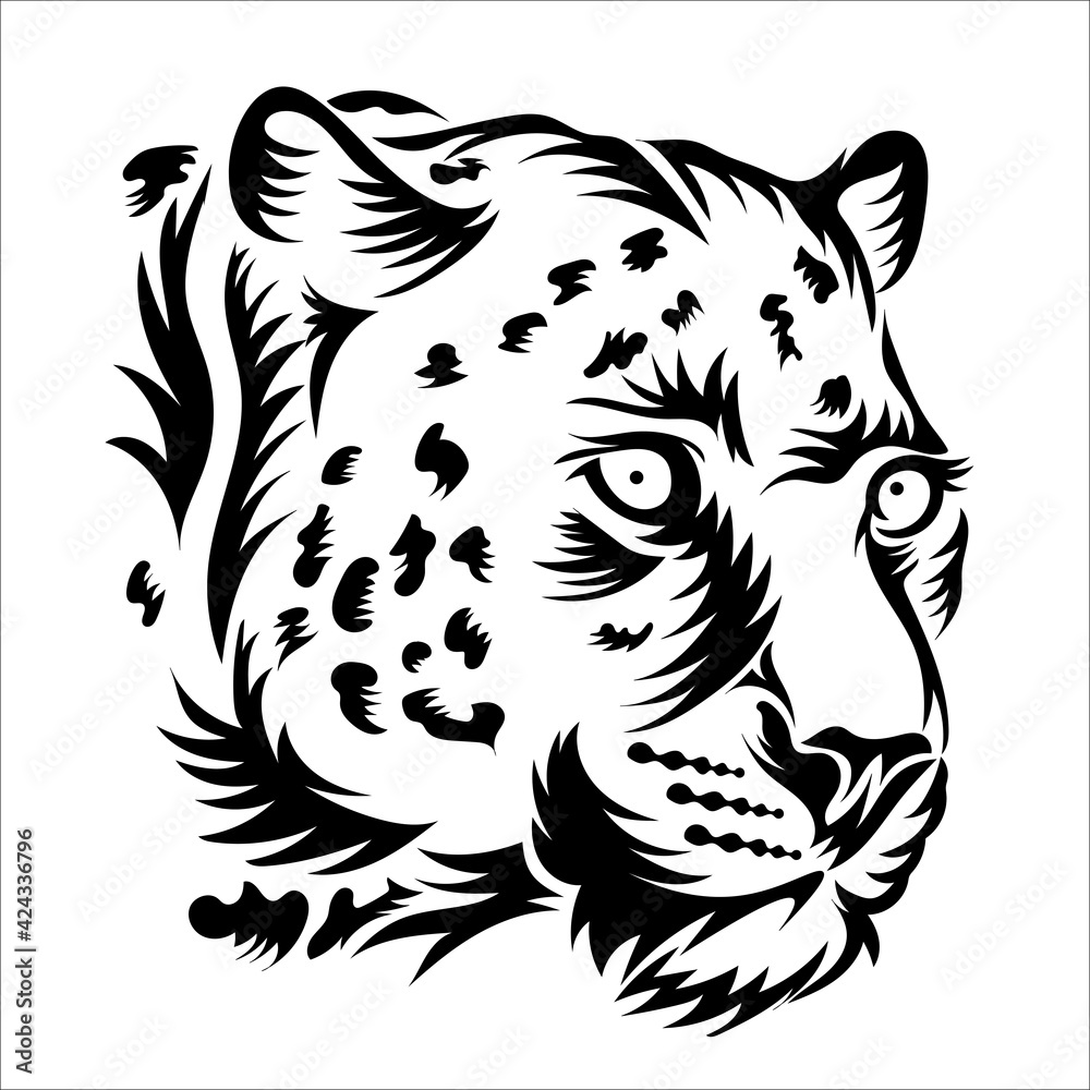 Leopard head vector illustration in woodcut style Leopard head vector illustration in woodcut style