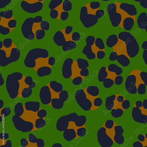 Seamless Leopard Pattern. Colorful Animal Skin Print. Spotted animal illustration. Vector Jungle Design.