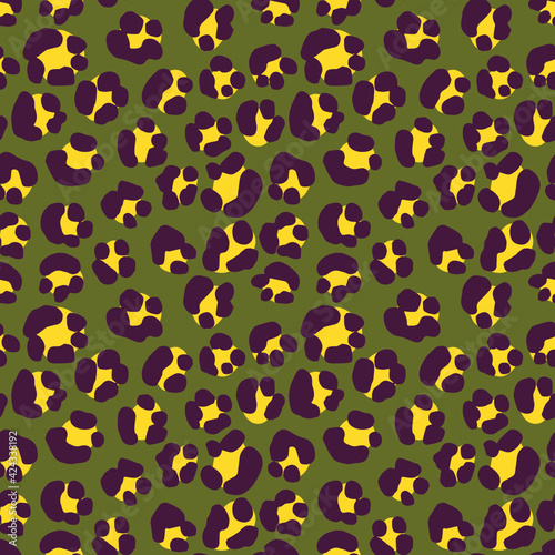 Seamless Leopard Pattern. Colorful Animal Skin Print. Spotted animal illustration. Vector Jungle Design.