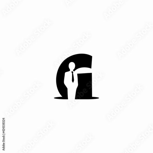 letter g and business man vector logo illustration