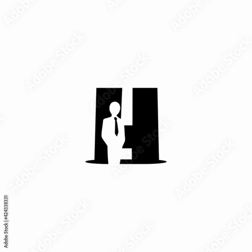 letter h and business man vector logo illustration