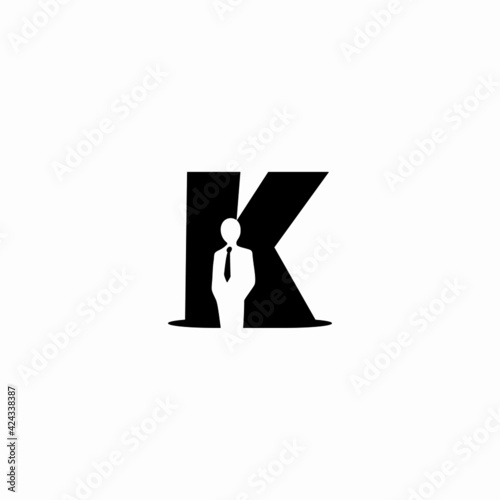 letter k and business man vector logo illustration