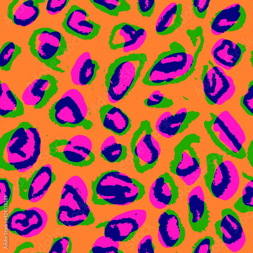 Seamless Leopard Pattern. Colorful Animal Skin Print. Spotted animal illustration. Vector Jungle Design.