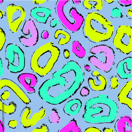 Seamless Leopard Pattern. Colorful Animal Skin Print. Spotted animal illustration. Vector Jungle Design.