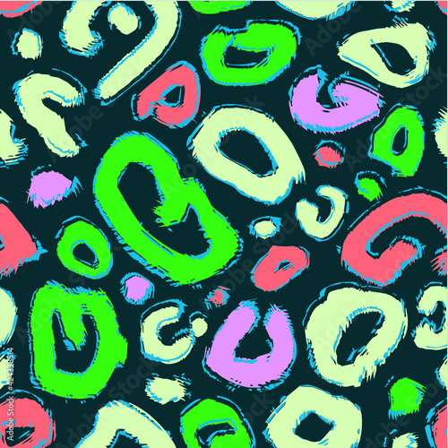 Seamless Leopard Pattern. Colorful Animal Skin Print. Spotted animal illustration. Vector Jungle Design.