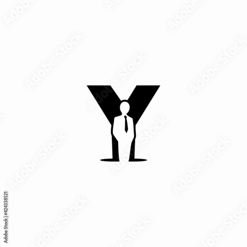 letter y and business man vector logo illustration