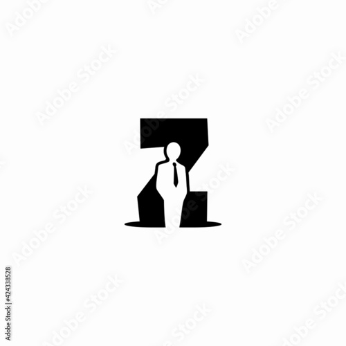 letter z and business man vector logo illustration