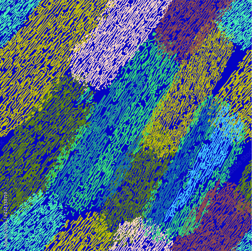 Fototapeta premium Multicolor bright seamless camo background. Flat abstract trendy vector wallpaper print. Seamless camouflage pattern. Military fashion design.