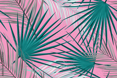 Seamless tropical palm leaves pattern.