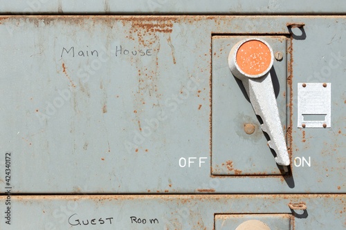 Electrical Utility Box Circuit Breaker Old Rusty Vintage 1968 Retro Original.