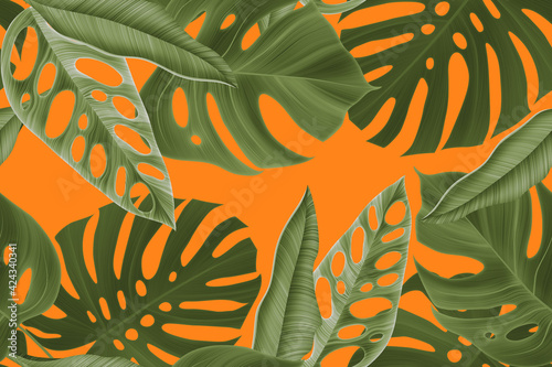 Seamless tropical leaves pattern © Natalia @themishaart