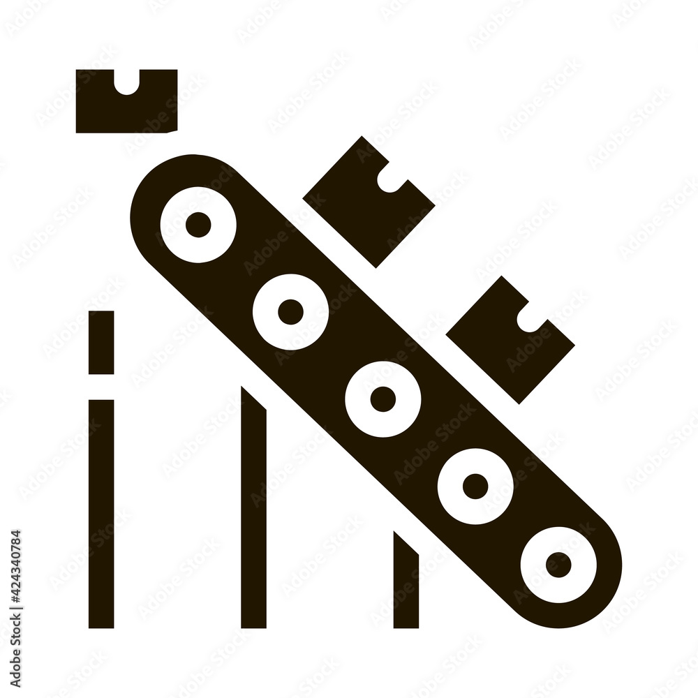manufacturing conveyor belt glyph icon vector. manufacturing conveyor belt sign. isolated symbol illustration