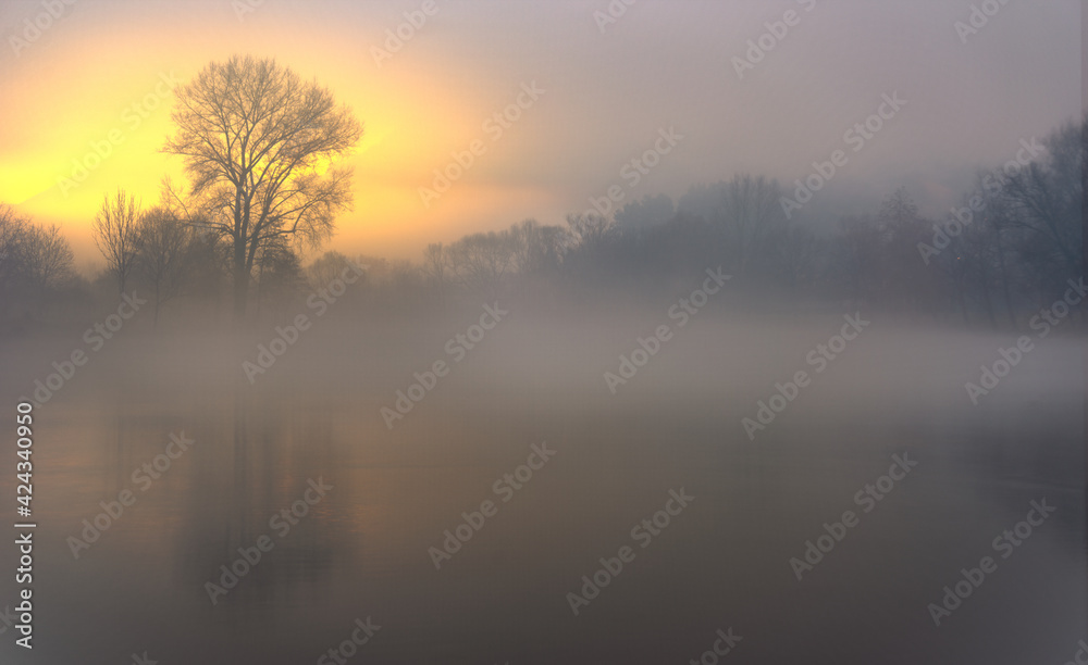 sunrise over the river