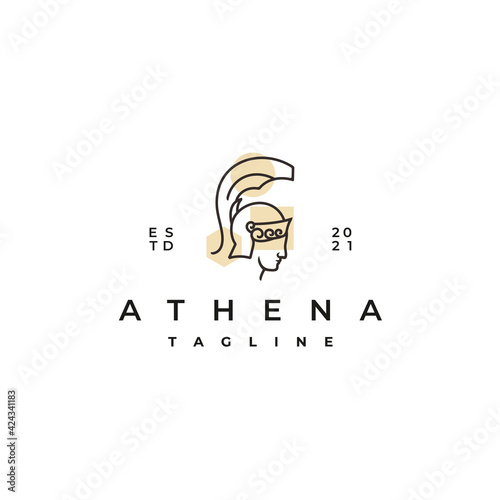 Fotografia Goddess greek Athena Line art Logo Design template
