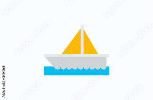 Sailboat vector flat icon. Isolated sailboat emoji illustration