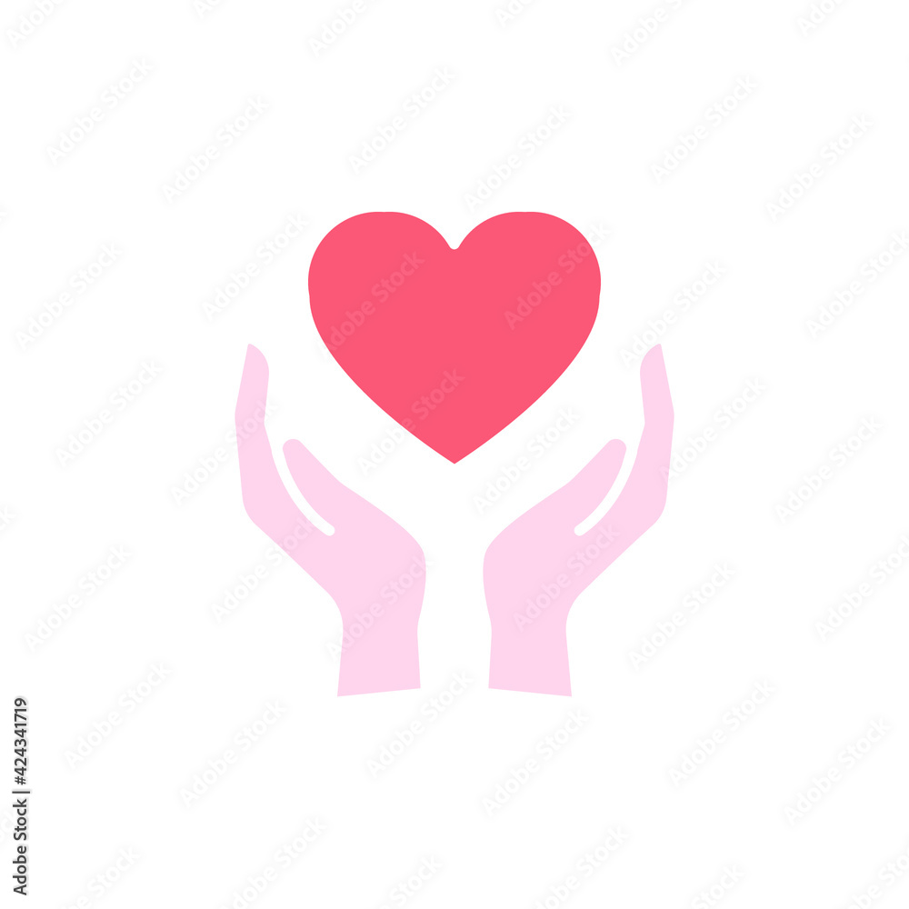 Hand heart color icon. Simple flat style. Holding, pictogram, care, graphic, life, health, save, love, give, charity concept. Vector illustration isolated on white background. EPS 10 Hand heart color icon. Simple flat style. Holding, pictogram, care, graphic, life, health, save, love, give, charity concept. Vector illustration isolated on white background. EPS 10