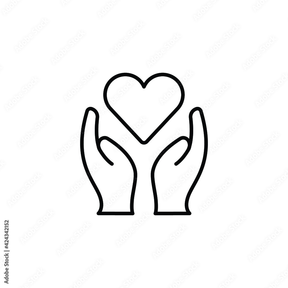 Hand heart line icon. Simple outline style. Holding, pictogram, care, graphic, life, health, save, love, give, charity concept. Vector illustration isolated on white background. EPS 10 Hand heart line icon. Simple outline style. Holding, pictogram, care, graphic, life, health, save, love, give, charity concept. Vector illustration isolated on white background. EPS 10