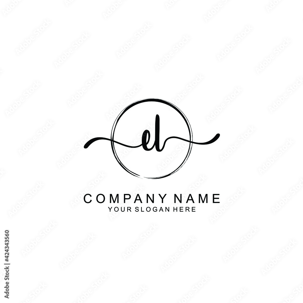 EL Initials handwritten minimalistic logo template vector EL Initials handwritten minimalistic logo template vector