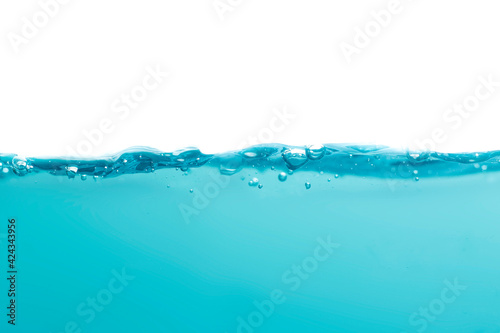 Water droplets moving waves isolated on white background