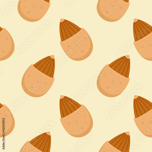 almond seamless pattern flat design vector illustration