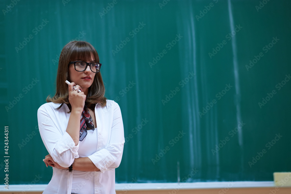 the professor explains the task on the board the professor explains the task on the board