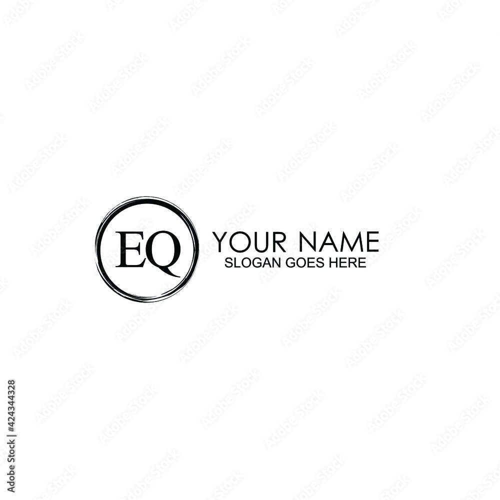 EQ Initials handwritten minimalistic logo template vector