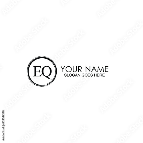 EQ Initials handwritten minimalistic logo template vector