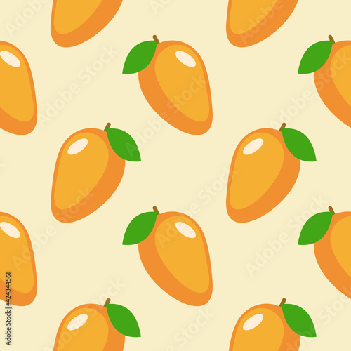 mango seamless pattern flat design vector illustration
