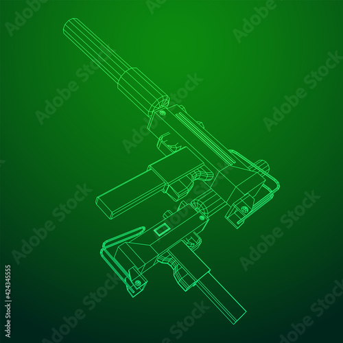 Submachine gun modern firearms pistol with silencer