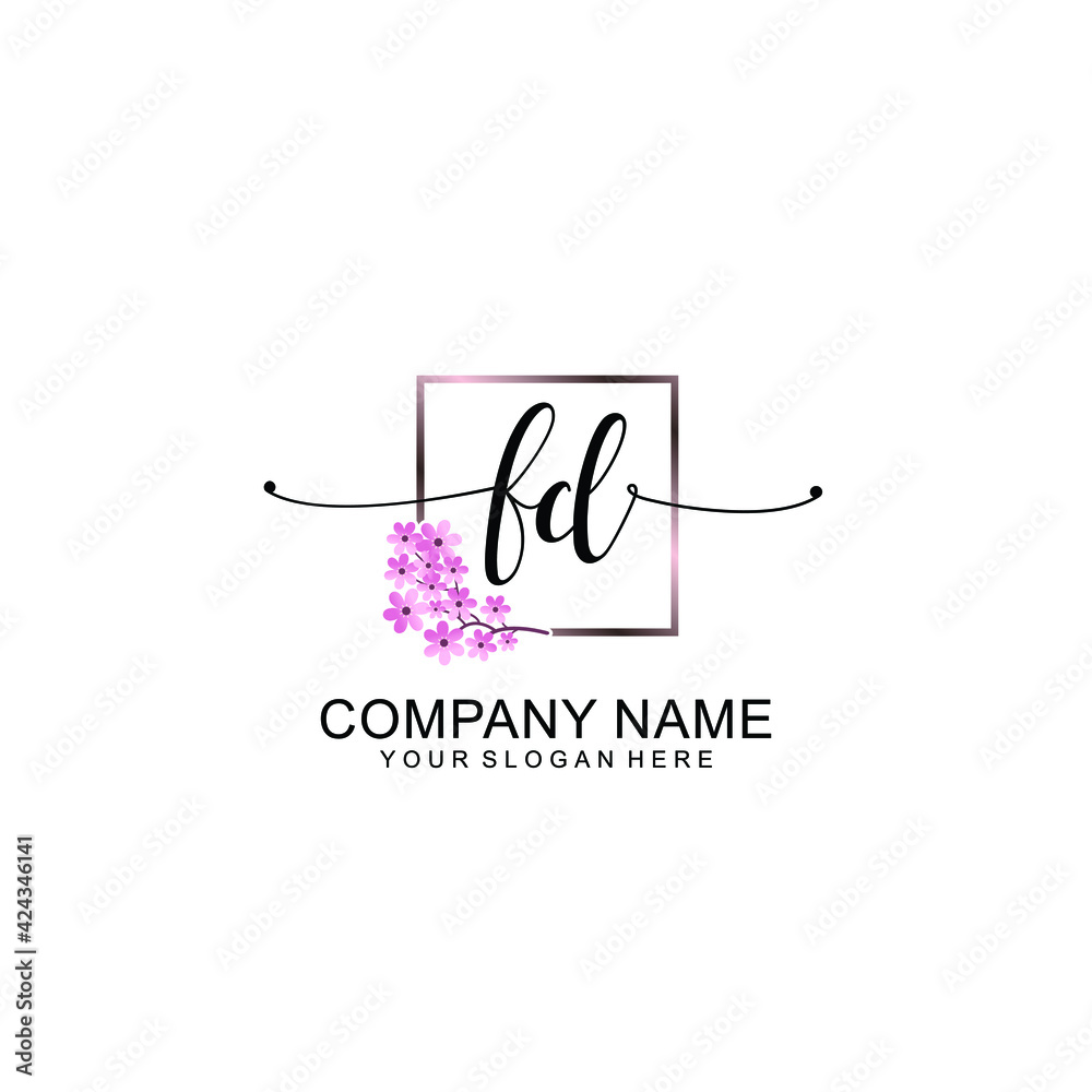 FD Initials handwritten minimalistic logo template vector FD Initials handwritten minimalistic logo template vector