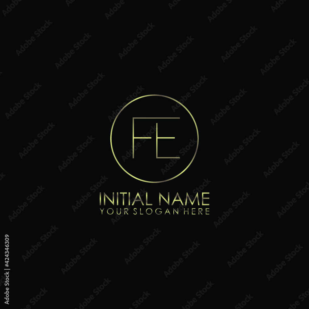 FE Initials handwritten minimalistic logo template vector FE Initials handwritten minimalistic logo template vector